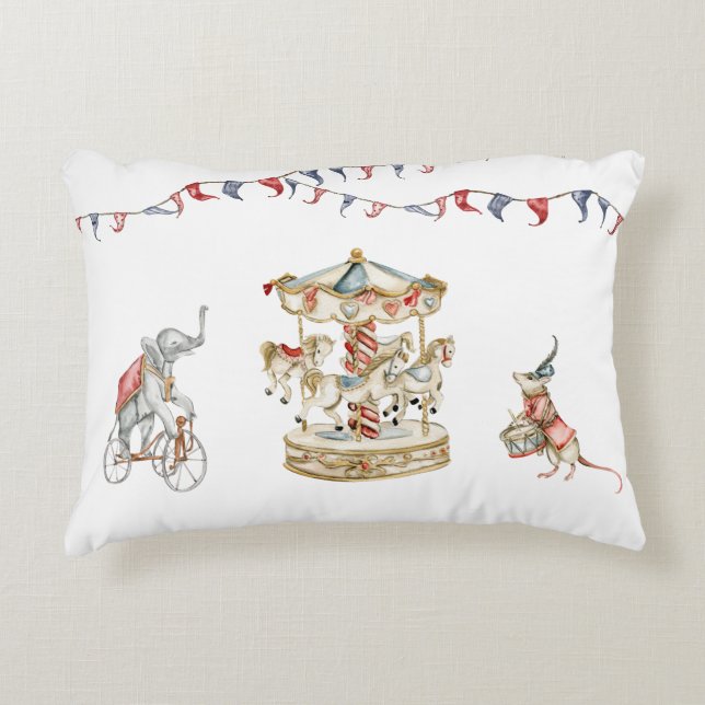 Cute Children Circus Carnival Animals Pattern Decorative Cushion (Front)