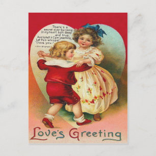 Cute Children Dancing Heart Poem Postcard