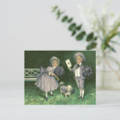 Cute Children Dog Violets Postcard (Standing Front)