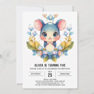  Cute Children Mouse Birthday Invitation