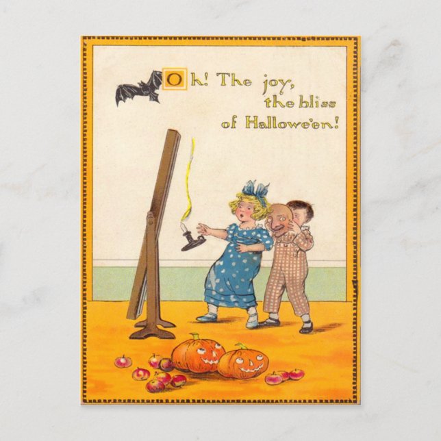 Cute Children Prank Jack O Lantern Postcard (Front)