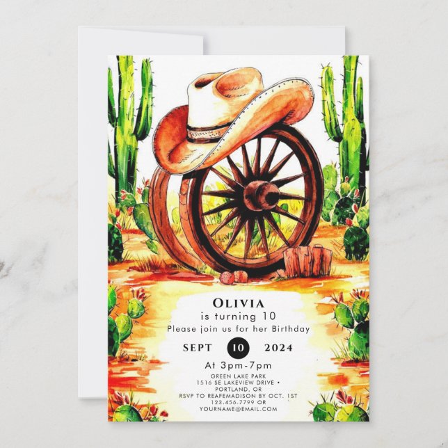 Cute Children's Cowboy Birthday Invitation (Front)