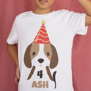 Cute Children's Puppy Dog Name & Age Birthday  Toddler T-Shirt