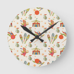 Cute Child's Circus Bear Theme Round Clock