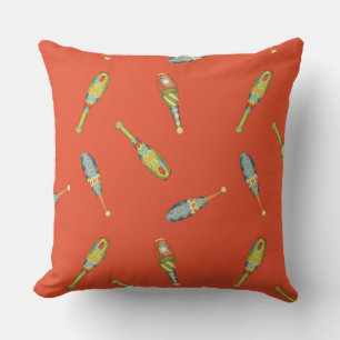 Cute Child's Juggling Sticks Red Throw Pillow