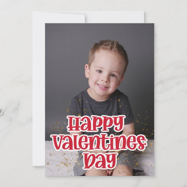 Cute Child's Photo Happy Valentine's Day  Holiday Card (Front)