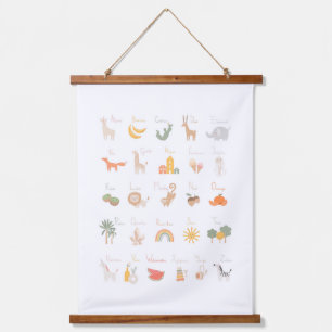 Cute Child's Watercolor Alphabet Hanging Tapestry