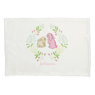 Cute Childs Wreath Bunny Pillowcase