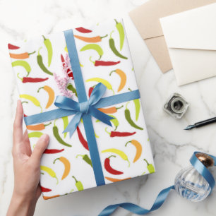 Cute Chili peppers tiled pattern Mexican Wrapping Paper