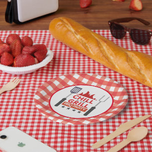Cute chill and grill party bbq paper plate