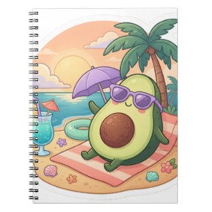 Cute Chill Avocado on Beach Summer Vacation Sticke Notebook
