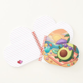 Cute Chill Avocado on Beach Summer Vacation Sticke Notebook