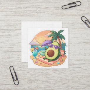 Cute Chill Avocado on Beach Summer Vacation Sticke Square Business Card
