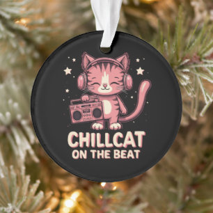 Cute Chill Cat on the Beat Trendy Design Ornament