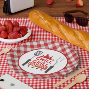 Cute chill grill BBQ party Paper Plate