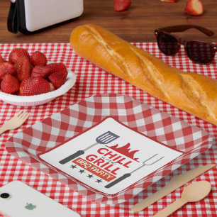 Cute chill grill BBQ party Paper Plate