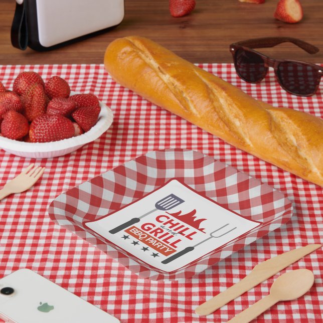 Cute chill grill BBQ party Paper Plate (Picnic)