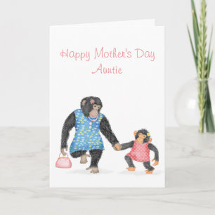 Cute chimp Mother's Day card for aunt
