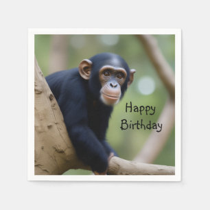 Cute Chimpanzee Birthday Napkin