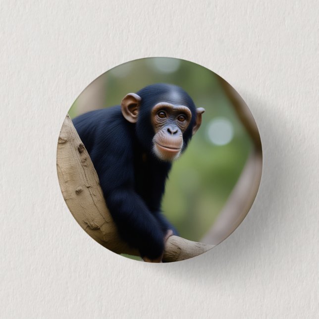 Cute Chimpanzee Button (Front)