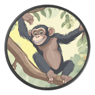 Cute Chimpanzee Hockey Puck