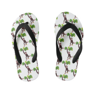 Cute chimpanzee in jungle hanging cartoon kid's jandals