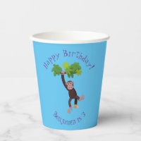 Cute chimpanzee in jungle hanging cartoon