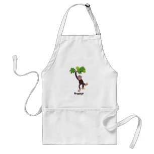 Cute chimpanzee in jungle hanging cartoon standard apron