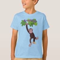 Cute chimpanzee in jungle hanging cartoon