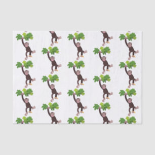 Cute chimpanzee in jungle hanging cartoon tissue paper