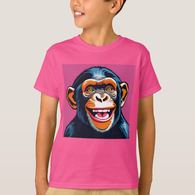 Cute Chimpanzee Laughs T-Shirt (Front)