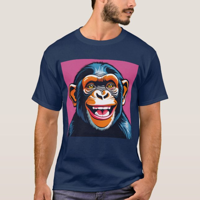 Cute Chimpanzee Laughs T-Shirt (Front)