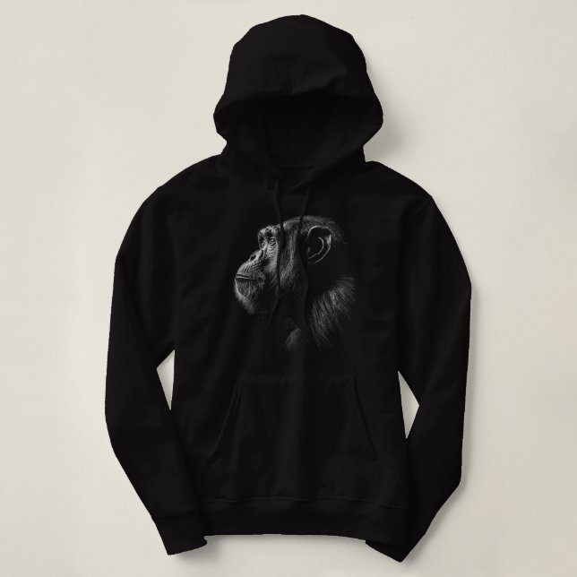 Cute Chimpanzee Monkey Primate Portrait Chimp Hoodie (Design Front)