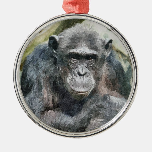 CUTE CHIMPANZEES METAL TREE DECORATION (Front)
