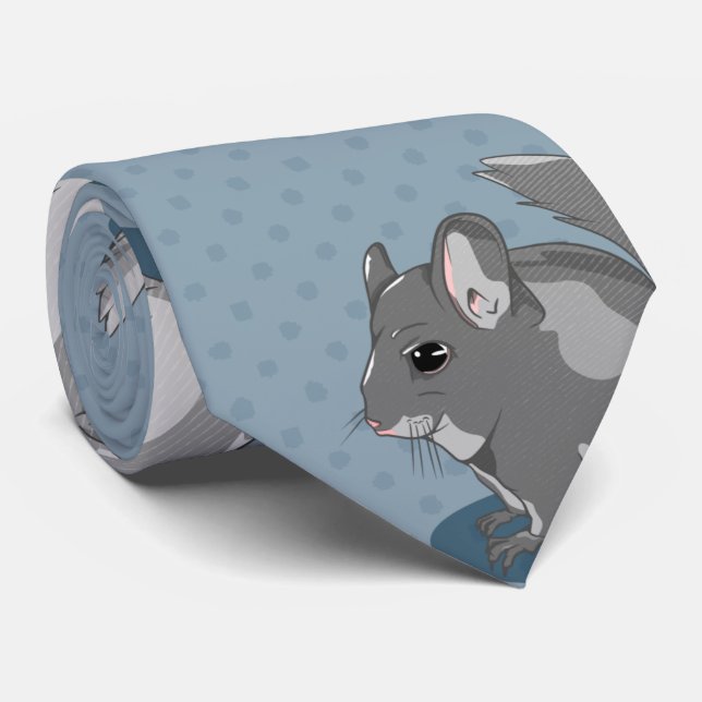 Cute Chinchilla Pattern Tie (Rolled)