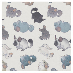 Cute Chinchilla Scatter Cute Animals On White Fabric
