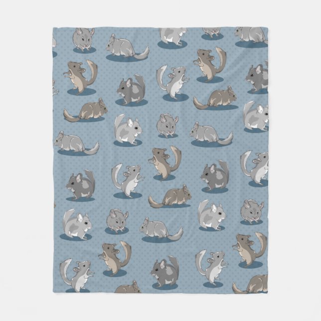 Cute chinchillas fleece blanket (Front)