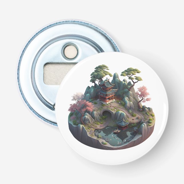 Cute Chinese Fantasy 3D Landscape Bottle Opener (Front)