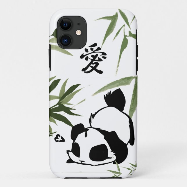 Cute Chinese "Love" Panda with Bamboos Case-Mate iPhone Case (Back)