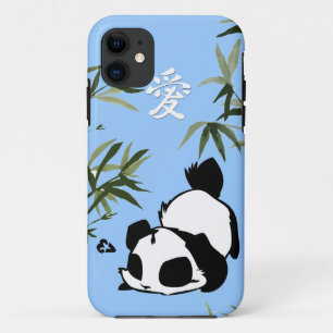 Cute Chinese "Love" Panda with Bamboos Case-Mate iPhone Case