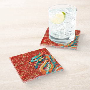 Cute Chinese New Year Dragon Zodiac Birthday GlSC Glass Coaster