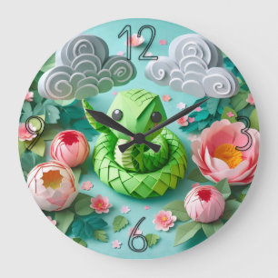 Cute Chinese New Year Snake Origami WC2 Large Clock
