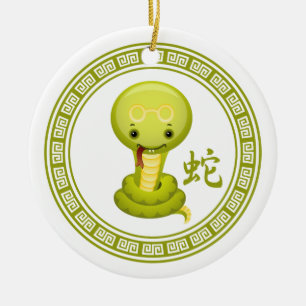 Cute Chinese Year of the Snake Ceramic Tree Decoration