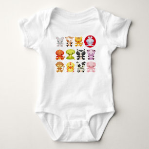 Cute Chinese Zodiac Cartoon Animals Baby Bodysuit