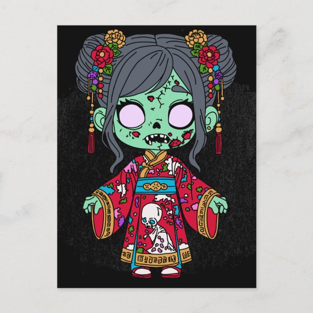 Cute Chinese Zombie Postcard (Front)