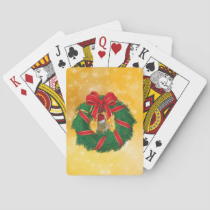 Cute Chipmunk Christmas Wreath Playing Cards