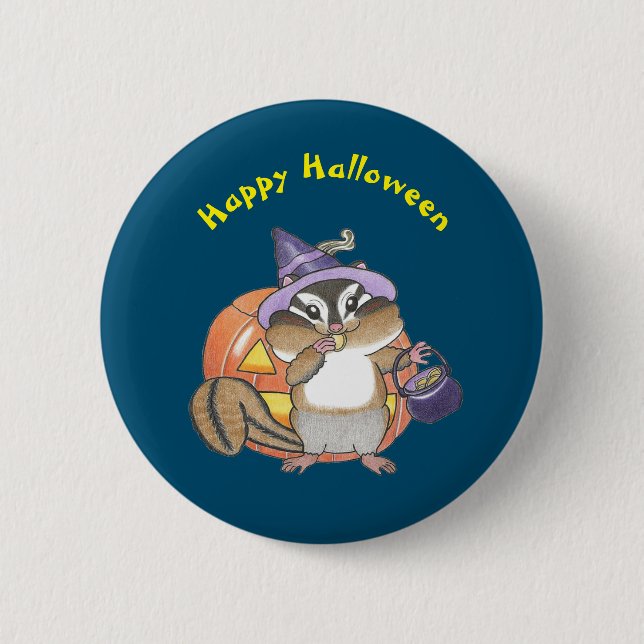 Cute Chipmunk Halloween kids Button (Front)