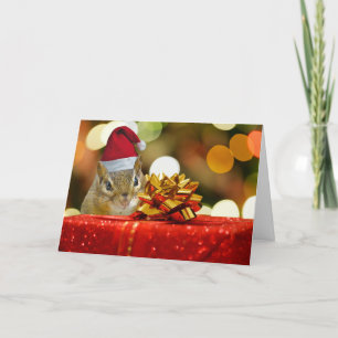 Cute Chipmunk Merry Christmas (Semi-Gloss) Holiday Card