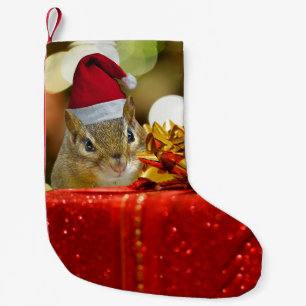 Cute Chipmunk Merry Christmas Small Christmas Stocking
