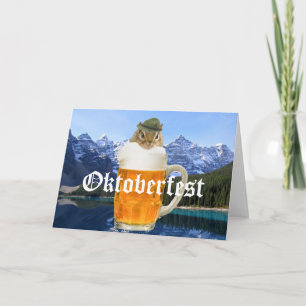 Cute Chipmunk Oktoberfest Mountains Card